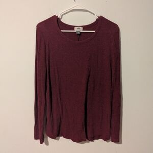 Old Navy Red Plush Rib-Knit Long Sleeve Scoop Neck Sweater Size XL